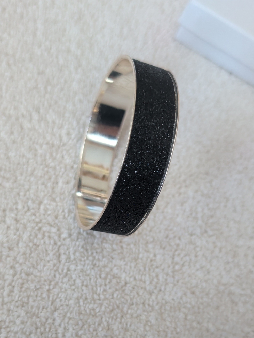 Black Textured Bangle Bracelet